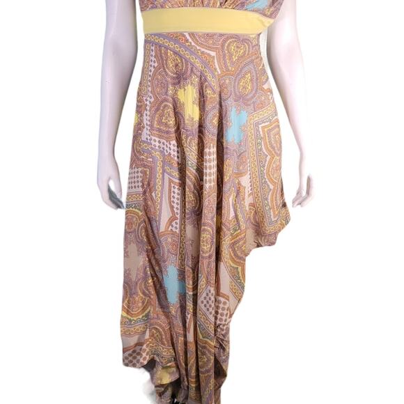 Antonio Melani Batik Paisley Hanky Hem Scarf Dress 0 Boho Cottagecore Lagenlook - Picture 5 of 10